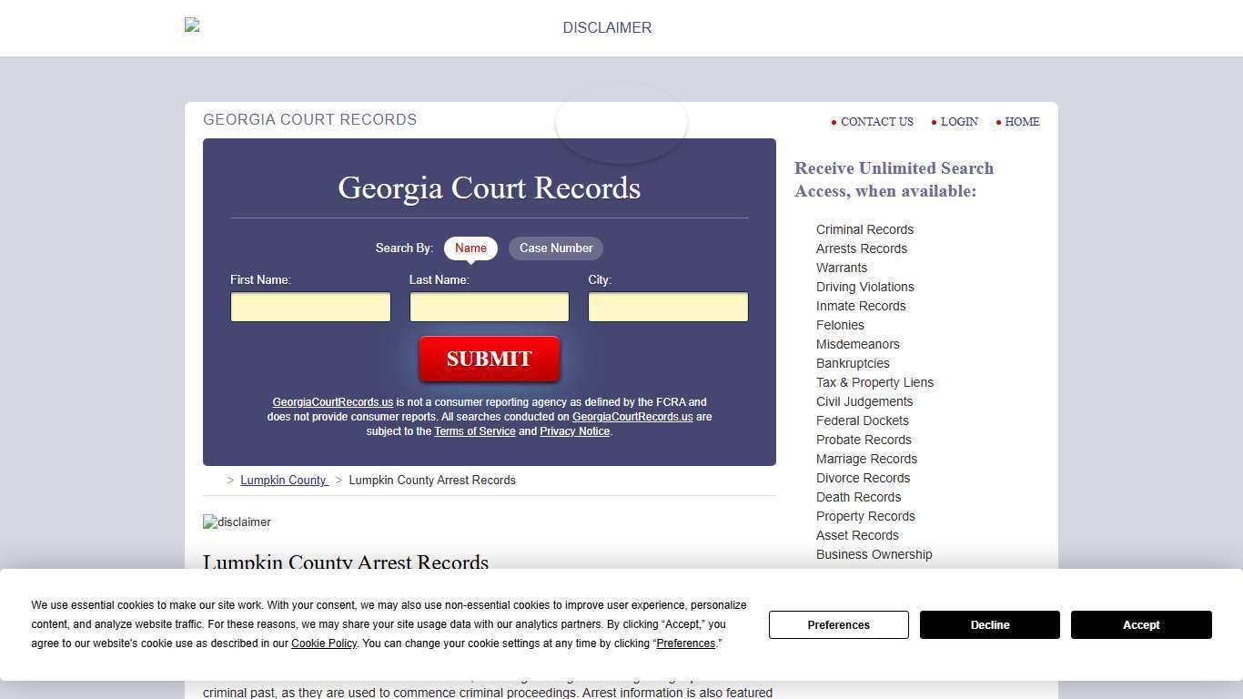 Lumpkin County Arrest Records | GeorgiaCourtRecords.us