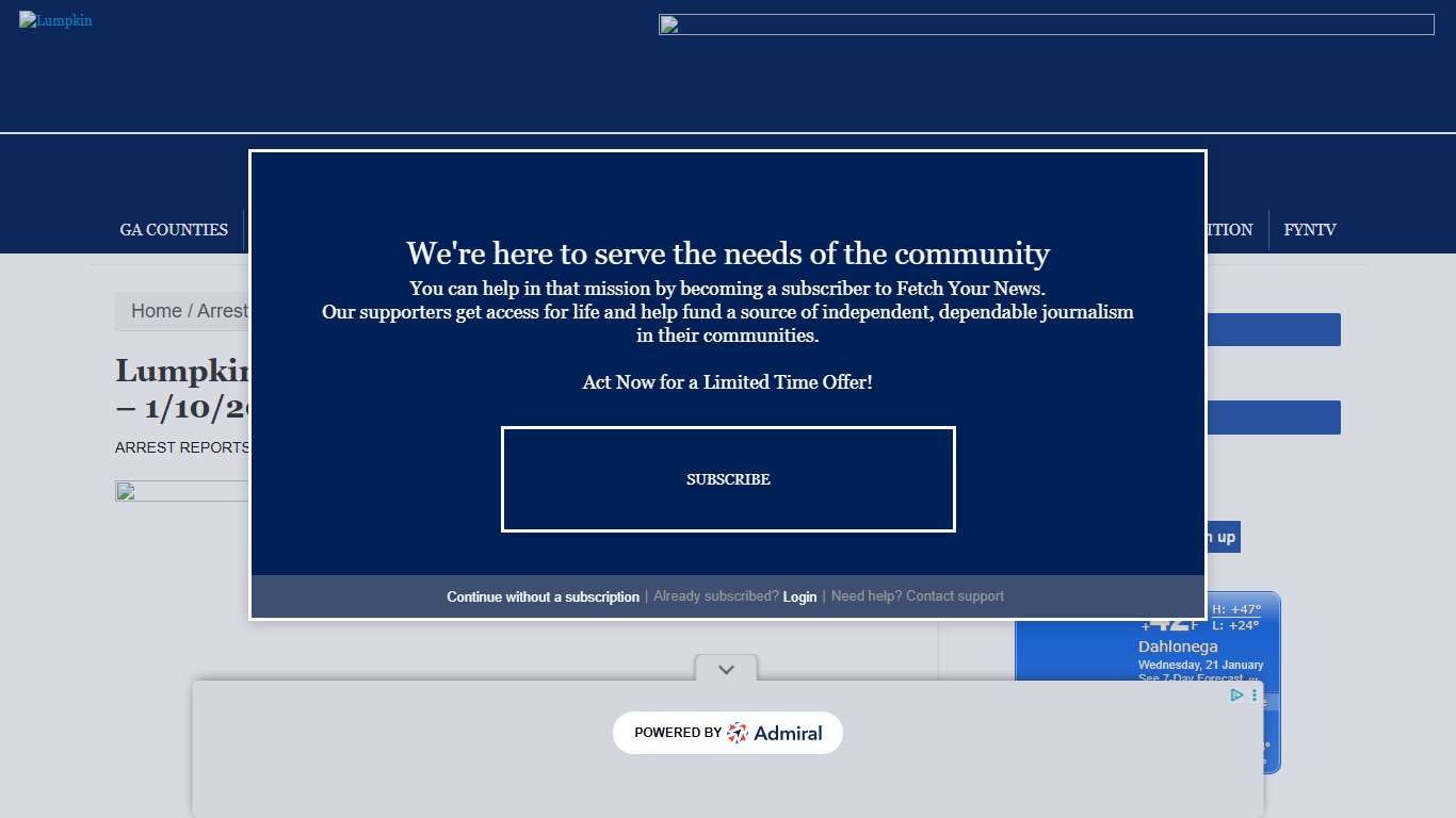 Lumpkin County Sheriff’s Office Arrest Report 1/4 – 1/10/2026 - LumpkinLumpkin